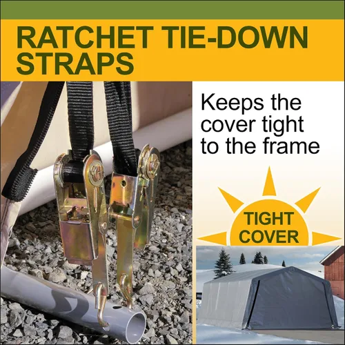 Vista 8 de Toldo resistente para todas las estaciones de 12 x 20 pies y refugio de garaje portátil con marco de acero y cubierta UV impermeable y puertas