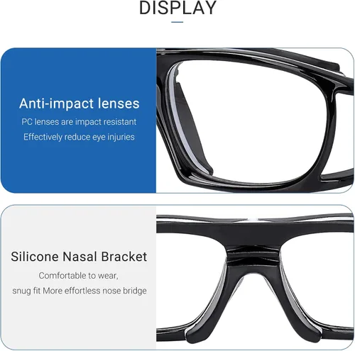 Vista 4 de SooGree Gafas deportivas para baloncesto, fútbol, fútbol, gafas protectoras de seguridad, gafas de raquetbol para adultos, lentes reemplazables