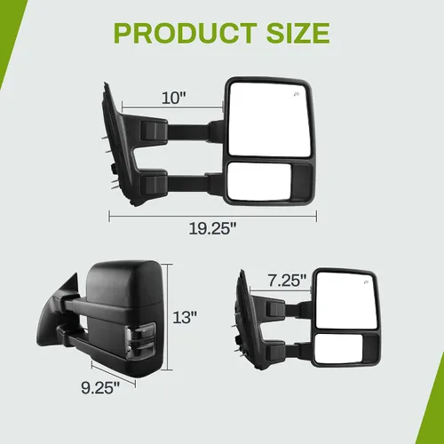 Vista 8 de AUTOSAVER88 Espejos de remolque compatibles con Ford F250 F350 F450 F550 Super Duty 2008-2016, con luz de giro de humo, calefacción eléctrica