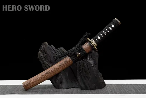 Vista 2 de Hecho a mano Damasco Acero Martillo Patrón Hoja Tanto Sharp Samurai Japonés Espada Corta Dragón Cuchillo Arma Real