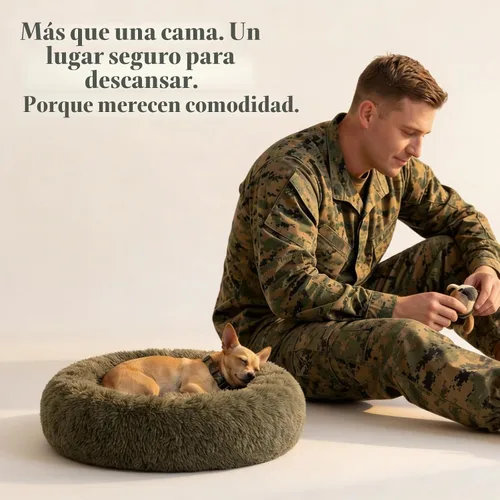 Vista 8 de Cama para perros pequeños, cama calmante para perros pequeños, antiansiedad, cama para cachorros, lavable a máquina, esponjosa, de lujo Verde militar