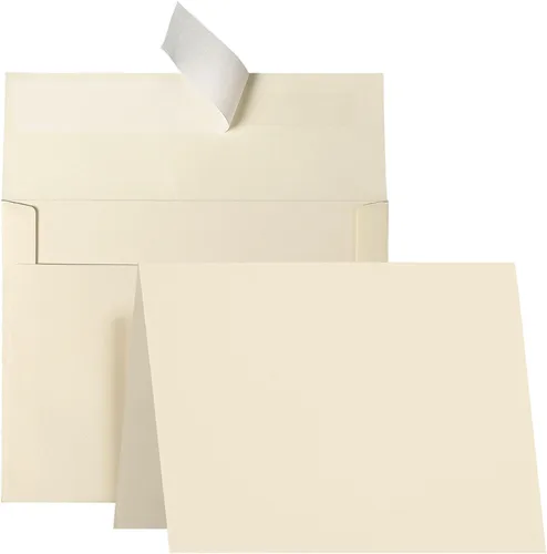 Vista 10 de Goefun Tarjetas y sobres de papel kraft marrón de 5 x 7 pulgadas, sobres A7 autosellados con cartulina marrón plegada de 5 x 7 pulgadas, paquete