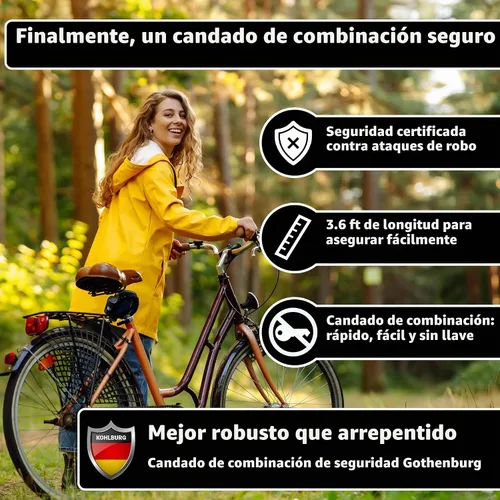 Vista 7 de KOHLBURG Candado de bicicleta de combinación resistente