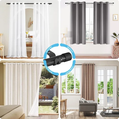 Vista 9 de Barras para Cortinas Negras para Ventanas de 30 a 46 Pulgadas - Barra para Cortinas de Servicio Pesado de 1 Pulgada - Barra para Cortinas de Ventana