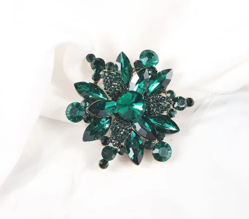 Vista 5 de YOQUCOL Broche con forma de flor de diamantes de imitación de cristal austriaco vintage para mujer