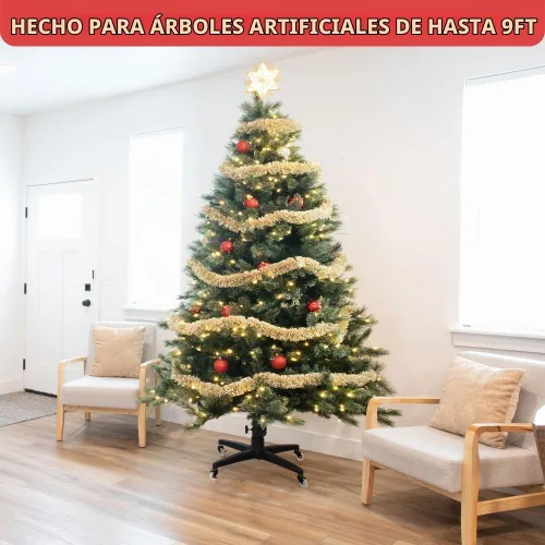 Vista 2 de Soporte rodante para árbol de Navidad para árboles artificiales de hasta 9 pies, base de soporte para árbol de Navidad resistente con ruedas y base