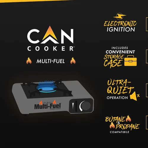 Vista 4 de CanCooker Junior Kit de Quemador Multi-Combustible y Parrilla Vaporizador de Alimentos Portátil para Acampar, RVs, En Movimiento y Cocina en Casa