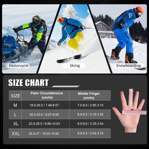Vista 6 de MCTi - Guantes impermeables de invierno para snowboard, con piel sintética para pantalla táctil y correas para muñeca