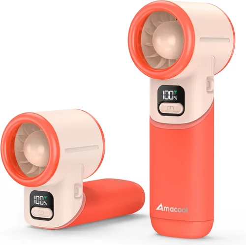 Vista 8 de AMACOOL Ventilador turbo portátil de mano, 5 velocidades, plegable, máximo de 20 horas de funcionamiento, mini ventilador de refrigeración