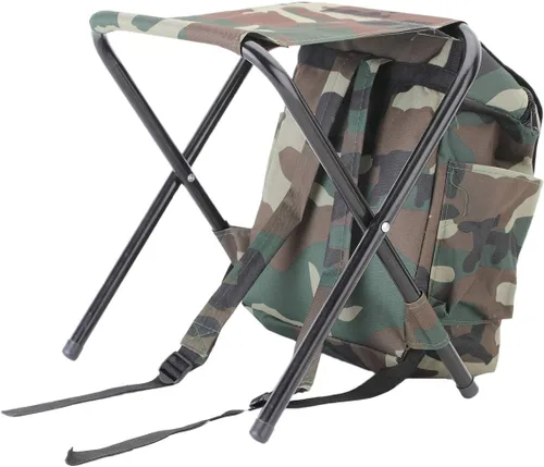 Vista 9 de Silla plegable de camping con bolsa de picnic aislada para exteriores, interiores, pesca, viajes, playa, barbacoa (camuflaje)