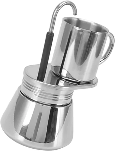 Vista 3 de Honio Moka - Juego de cafetera, olla moka de boquilla única, ligera, de acero inoxidable, a prueba de óxido para café