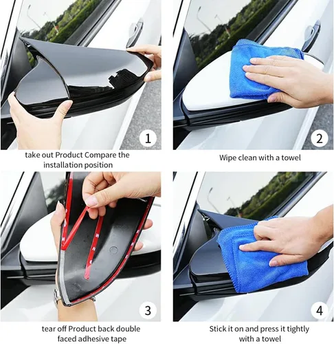 Vista 6 de Cubierta de espejo retrovisor lateral de cuerno de buey para automóvil, protector de espejo retrovisor, cubiertas de decoración, accesorios