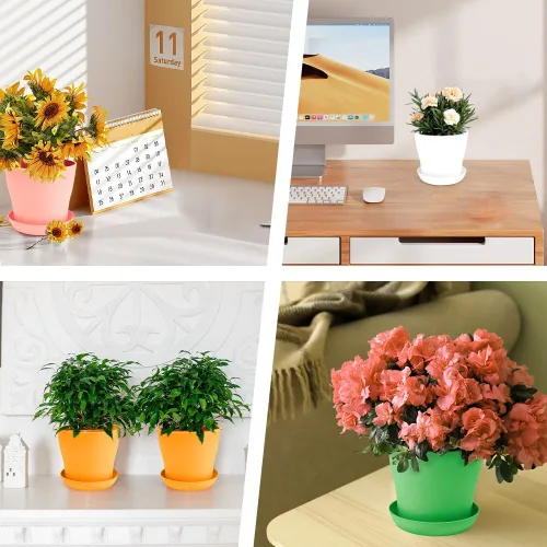 Vista 6 de OALCQ Macetas de 5 Pulgadas 24 Piezas, Macetas de Flores para Plantas de Interior, Macetas para Suculentas, Macetas Pequeñas con Drenaje, Macetas