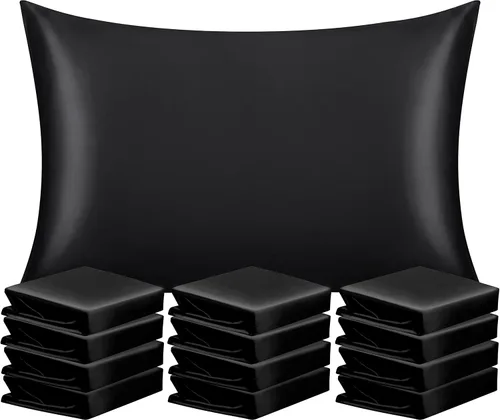Vista 42 de NTBAY Paquete de 2 fundas de almohada estándar de satén para cabello y piel, lujosas y sedosas fundas de almohada con cierre de sobre, 20 x 26