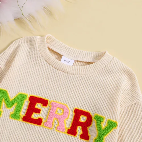 Vista 4 de Traje de Navidad para bebé recién nacido, con cuello redondo, manga larga, con burbujas, de gran