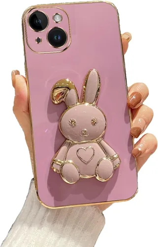 Vista 51 de Funda con soporte de conejo de corazón para Xiaomi Redmi A1, galvanizado suave TPU protector delgado a prueba de golpes con lindo conejito soporte