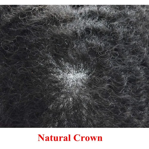 Vista 3 de Afro Toupee para hombres negros Sistemas de reemplazo de cabello 0.004 in Piel fina Afro Pelucas para hombres negros Unidades de pelo afro rizado