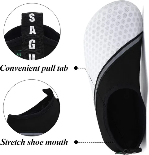 Vista 5 de Zapatos de agua para hombre y mujer de secado rápido para playa piscina natación buceo surf deportes acuáticos caminar yoga Mármol y negro
