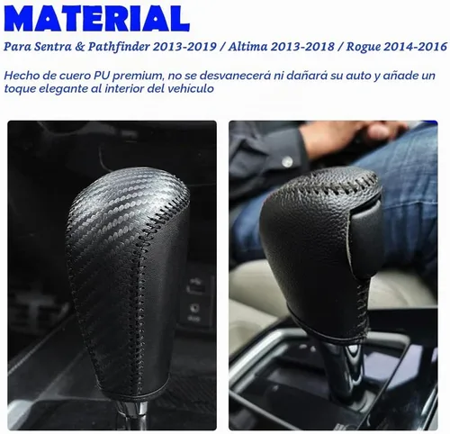 Vista 5 de DEYTOP Funda de palanca de cambios para 2013-2019 Nissan Sentra / 2013-2018 Altima Cubierta de palanca de cambios de cuero para automóviles Funda