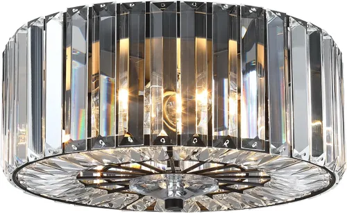 Vista 11 de Large Crystal Ceiling Light, 17.5" Black K9 Crystal Flush Mount Ceiling Light, 4-Light Round Luxury Light Fixture for Dining Room, Bedroom, Hotel