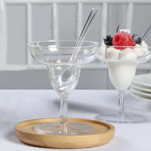 Vista 8 de Efavormart - Paquete de 24 vasos de plástico transparente de 2 onzas con cucharas, tazas de postre estilo cóctel para cócteles de camarones y tipo8
