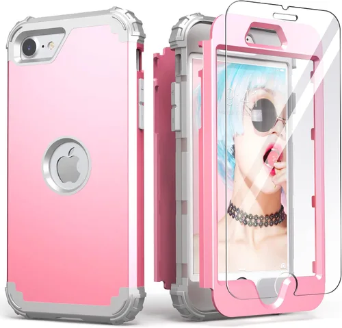 Vista 41 de IDweel Funda para iPhone SE 2020 con protector de pantalla, para iPhone SE 2022, 3 en 1, absorción de golpes, ajuste delgado, cubierta