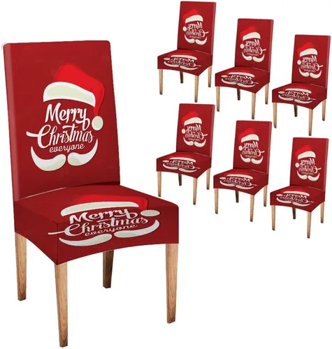 Vista 98 de CAPSCEOLL Christmas Dining Chair Covers,Snowflakes Festive Winter Pattern Stretch Chair Covers for Dining Room Set of 2 Washable Spandex Parson