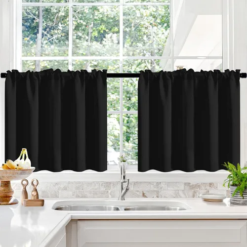 Vista 154 de Deconovo Cortinas opacas, aislamiento térmico, dobladillo para barra, reducción de ruido, certificado Oeko-TEX, cortinas de oscurecimiento