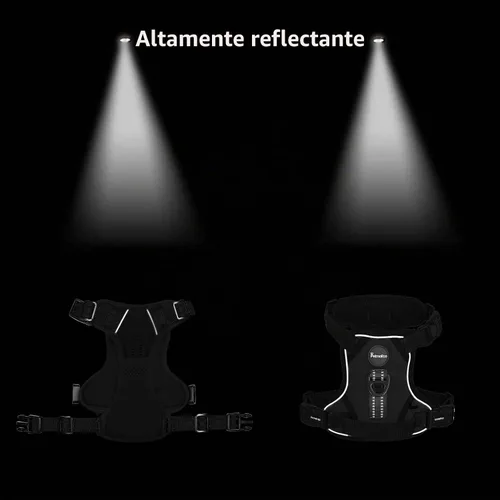 Vista 6 de Petmolico Juego de arnés para perro sin tirones con accesorio de correa, asa de fácil control, chaleco reflectante para razas pequeñas, chaleco