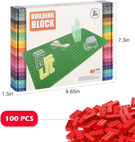 Vista 7 de Ladrillos de construcción clásicos, 100 piezas de bloques de construcción de 2 x 4, juguetes de construcción creativos STEM compatibles con todas