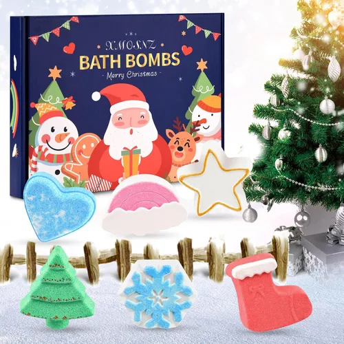 Vista 2 de Bombas de baño para niños, 6 paquetes de burbujas para árbol de Navidad para niños, regalos de Navidad para mujeres, adolescentes, regalos