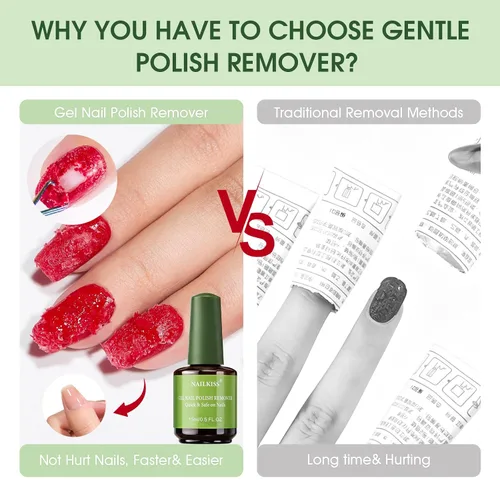 Vista 5 de Removedor de esmalte de uñas de gel de 0.5 onzas líquidas, removedor de esmalte profesional para uñas, removedor de esmalte rápido y fácil en 2-5