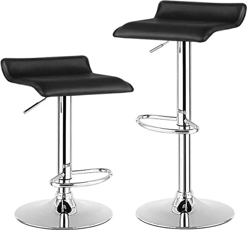 Vista 12 de NAFORT Juego de 2 taburetes de bar giratorios de altura ajustable sin espalda, de piel sintética y base cromada, sillas de bar modernas para Blanco