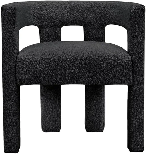 Vista 11 de Meridian Furniture Colección Athena Moderna Contemporánea Silla de Acento Comedor Tapizada en Tela Boucle, 25" An x 21" Pr x 27" Al, Negro