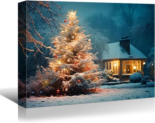 Vista 7 de BANHUA1 Lienzo decorativo de pared de Navidad, pósteres de pintura para decoración del hogar, arte de pared, impresiones en lienzo HD