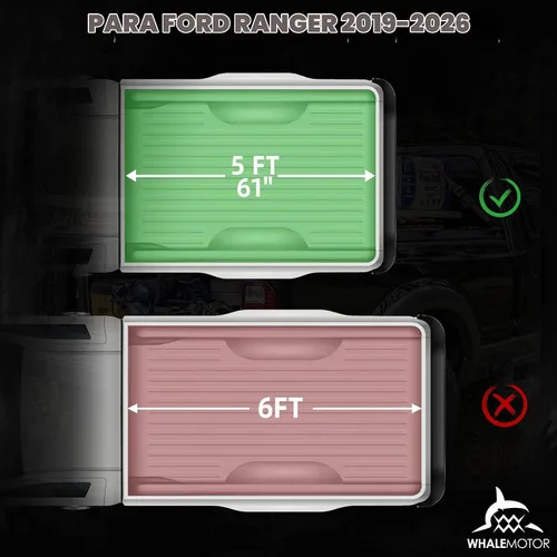 Vista 2 de Funda para tonneau de camioneta compatible con Ford Ranger 2019 2020 2021 2022 2023 5 pies de caja corta, estilo plegable suave (triple pliegue)
