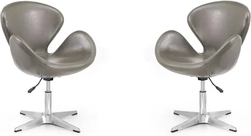 Vista 20 de Manhattan Comfort Raspberry - Silla giratoria ajustable con giro de 360°, base de cromo pulido, diseño retro moderno, asiento versátil ideal
