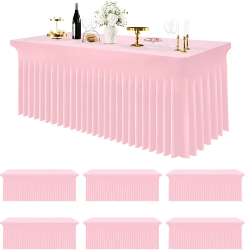 Vista 20 de Smiry Mantel de Spandex Paquete de 6, Mantel Elástico Ajustable Extensible para Mesas Rectangulares de 4 Pies, Cubierta de Mesa Impermeable Lavable