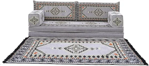 Vista 8 de arabicsofa Asiento de suelo oriental gris - Juego de cojines modulares hechos a mano para sala de estar