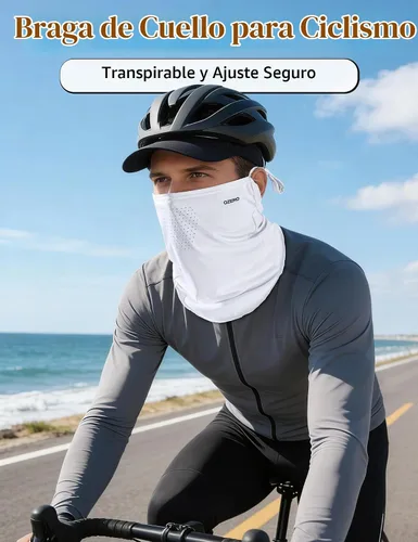 Vista 2 de OZERO Máscara facial para cuello, protección solar UV UPF 50+ para hombres Negro+Blanco