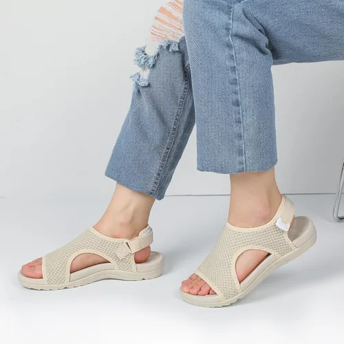 Vista 3 de XIHALOOK Sandalias ortopédicas para caminar para mujer con ganchos ajustables, puntera abierta, sandalias deportivas de punto transpirable