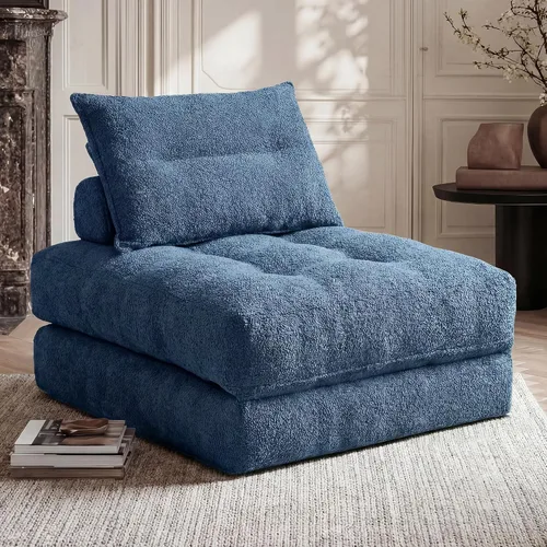 Vista 8 de MONVANE Sofá cama plegable, silla convertible 3 en 1, futón plegable con almohada, sofá individual para espacios pequeños, sala de estar, habitación