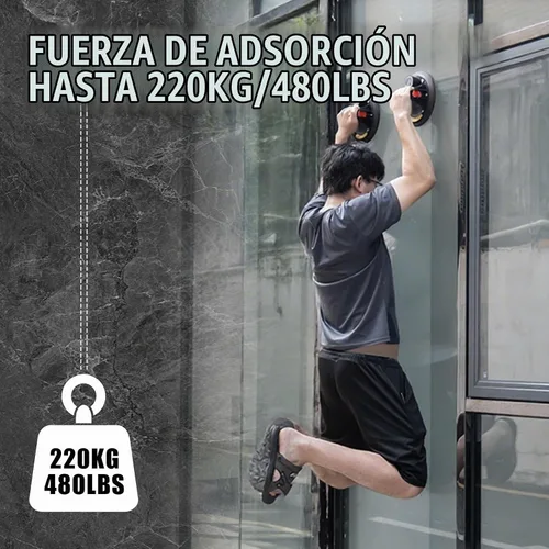 Vista 2 de 2 paquetes de ventosas de vidrio de 8" para levantar vidrio grande, máxima carga 960lbs, ventosas de succión para ventanas resistentes, ventosas