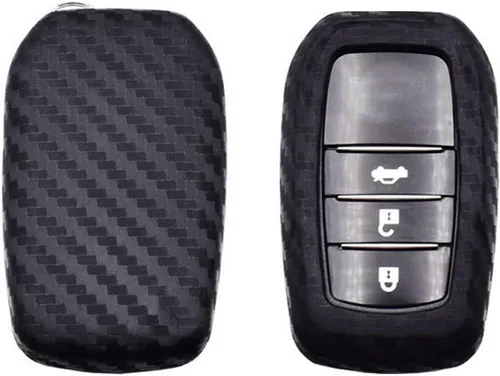 Vista 6 de iJDMTOY Funda de silicona suave con patrón de fibra de carbono, compatible con Toyota Mirai y JDM Importado Toyota Fortuner Hilux Land Cruiser Prado