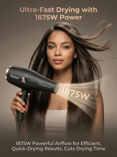 Vista 3 de Secador de pelo de salón, secador de pelo profesional, motor de CA con difusor para mujeres y hombres, secado rápido 5X, potente y silencioso