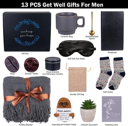 Vista 2 de Cestas de regalo para hombres y mujeres, regalos de recuperación después de la cirugía, paquete de cuidado personal para hombres, Thinking of You