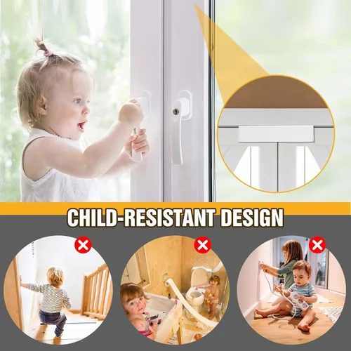Vista 6 de Cerradura de puerta plegable, cerraduras de seguridad para niños para puertas dobles y despensa de armario, se adapta a puertas plegables de 1 1/8-1