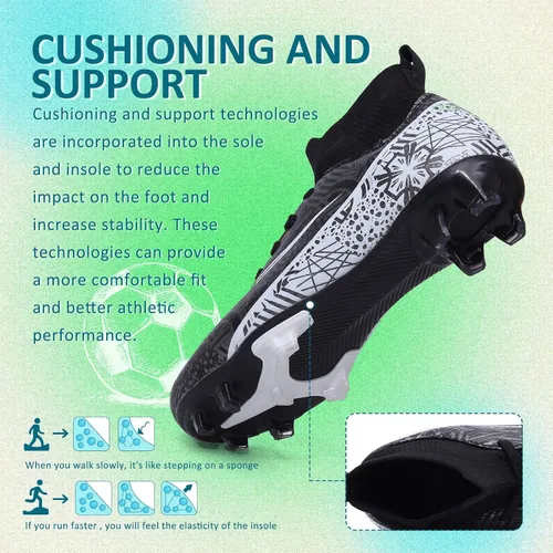 Vista 4 de Tacos de fútbol para hombre y mujer, zapatos de fútbol para interiores y exteriores, para niño grande AGFG