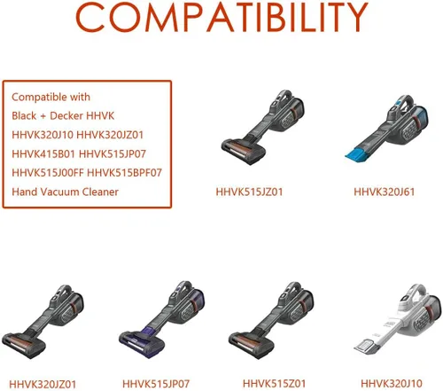Vista 4 de Diteje Paquete de 4 accesorios de filtro de vacío de repuesto compatibles con Black and Decker HHVK HHVK320J10 HHVK320JZ01 HHVK415B01 HHVK515JP07