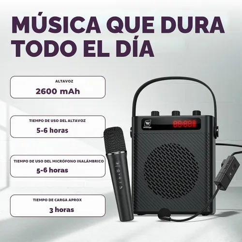 Vista 5 de Amplificador de voz Bluetooth de 40 W con micrófono de auriculares